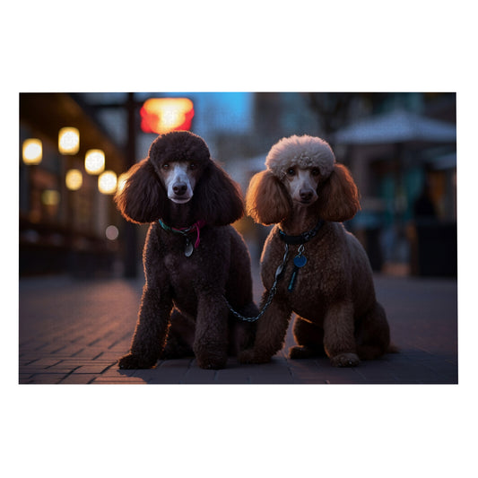 Urban Poodle Pals: City Sidewalk Adventure - 1000 Piece Jigsaw Puzzle