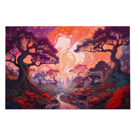 Enchanted Journey: Psychedelic Forest Path - 1000 Piece Jigsaw Puzzle